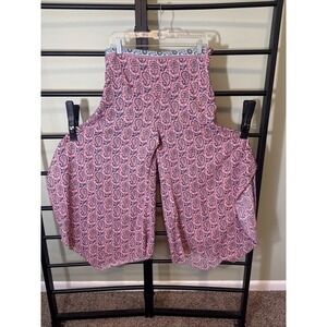 Harem Pants Silk Blend Pink Paisley Boho Gypsy Made In India Stretch Women's Lrg